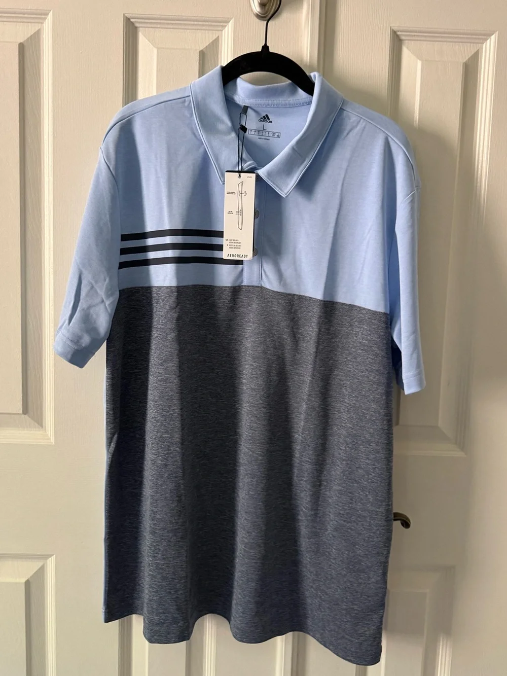 Adidas Aeroready Heathered Colorblock 3-Stripes Golf Polo Shirt Men’s Large $65
